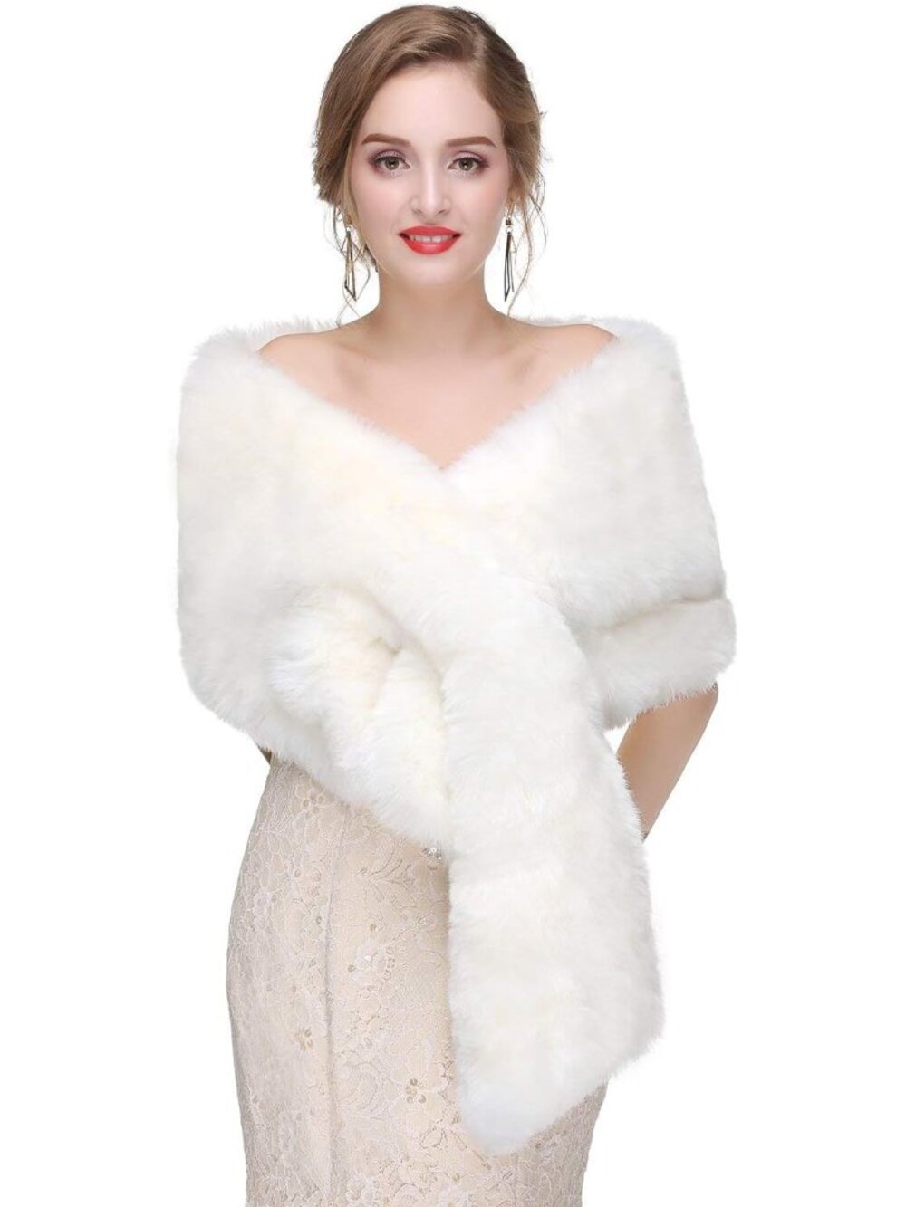 Women's Winter Warm Faux Fur Shawl Coat Jacket Parka Outerwear Tops Stole Wraps